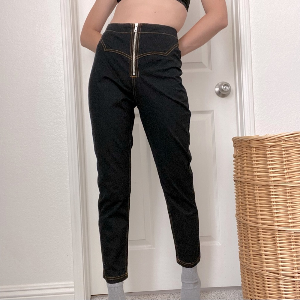 Western style zip up high waist pants